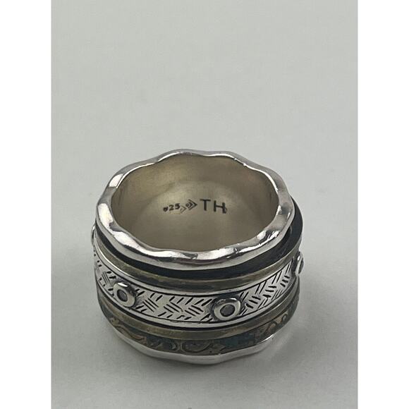 Silpada Sterling Silver & Brass with Patina Spinner Ring Isabella R3137 Size 6 - Picture 6 of 11
